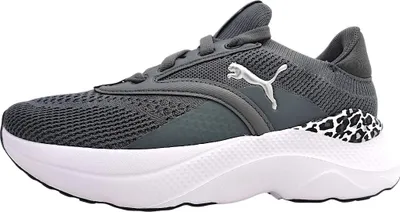 Image de Puma Softride Mayve Animal, chaussures de sport pour femmes, modèle à lacets, couleur gris, style décontracté