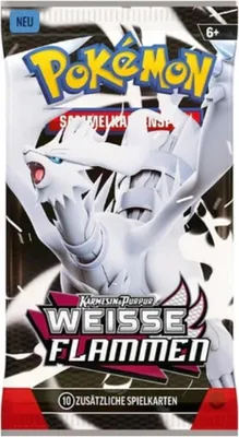 Produktbild von Pokémon Weiße Flammen Booster Pack (DE) Pokémon Scarlet & Violet | 10 Karten + Online-Code | Deutsch | TCG + Heartforcards® Versandschutz