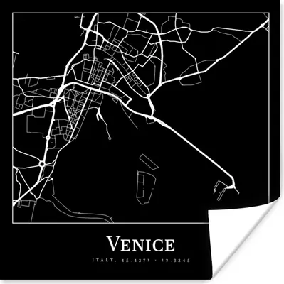 Produktbild von MuchoWow® Poster Stadtplan - Venedig - Karte - Venedig 100x100 cm - Babyzimmer