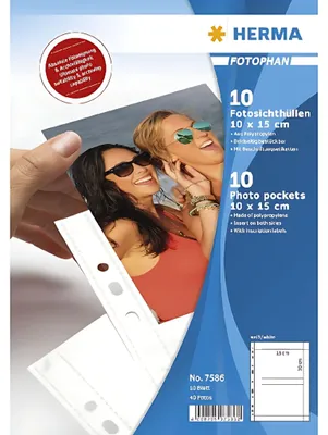 Image de Pochettes transparentes pour photos 100 x 150 mm horizontal blanc 10 pochettes