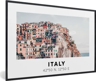 Produktbild von MuchoWow® Gerahmtes Poster Cinque Terre - Italien - Amalfi - Meer 60x40 cm - Poster mit Schwarzem Bilderrahmen Wandposter Rahmen Foto Bilder - Printing - Wanddeko Schlafzimmer