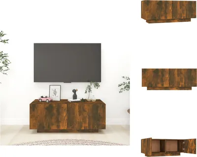 Image de vidaXL Armoire TV chêne fumé 100x35x40 cm Bois composite - Meuble TV