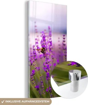 Produktbild von MuchoWow Glasbilder - Bilder auf Wandbild - Foto auf Glas Lavendel mit Biene 40x80 cm Wanddekoration aus Glas - Acrylglasbild - Acrylbilder - Wanddekoration