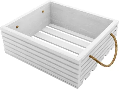Obrázek produktu pro BOGATECO Přírodní dřevěná bedna | 40 cm x 35 cm x 14,5 cm | Dřevěná bedna | Dekorativní dřevěné bedny | Bedna na ovoce | Bedna na zeleninu | Dřevěná bedna pro skladování | Bedna | Bílá