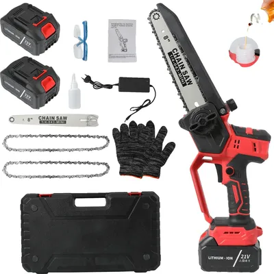 Obrázok produktu pre Reťazová píla, 8-palcová vodiaca doska, bezkefový motor, s 2×batériou