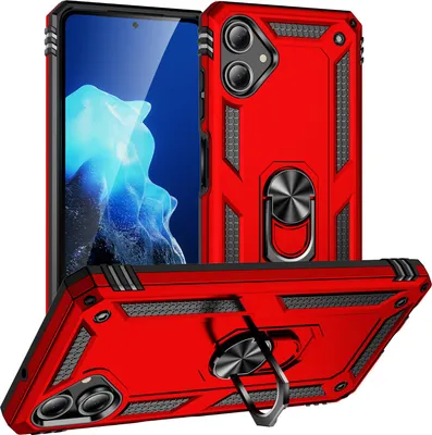 Obrázek produktu pro Pouzdro pro Samsung Galaxy A07 dvouvrstvé robustní, vojenská ochrana pouzdro s držákem prstenu a stojánkem červené