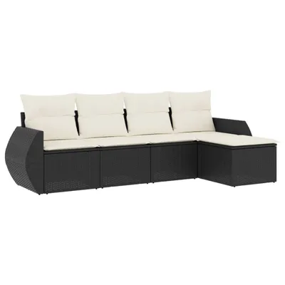 Produktbild von vidaXL 5-tlg. Garten-Sofagarnitur mit Kissen Schwarz Poly Rattan