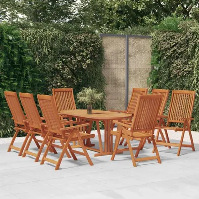 Image de Ensemble de 8 chaises de jardin pliantes en bois d'eucalyptus massif