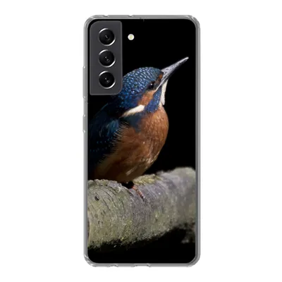 Produktbild von MuchoWow® Handyhülle Schutzhülle Hülle für Samsung Galaxy S21 FE Eisvogel - Zweig - Federn - Schwarz Silikon Softcase Handy Hülle - Mobiltelefonhülle