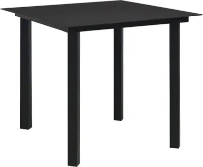 Obrázek produktu pro Zahradní jídelní stůl černý 80 x 80 x 74 cm ocel a sklo