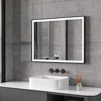 Immagine prodotto di Specchio da bagno - Nero - 30Watt, 60x60cm con LED e anticondensa