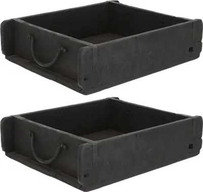 Produktbild von Novaliv 2x Holzkiste Vintage Schwarz 30 x 25 x 8 cm Alte Ziegelform Holz Groß Allzweckkiste aus recyceltem Altholz Jede Form EIN Unikat – Vintage Kiste Deko