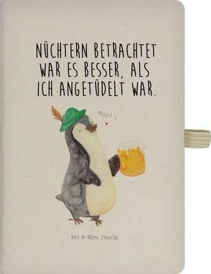 Produktbild von Mr. & Mrs. Panda notizbuch Pinguin Bier - Transparent - Geschenk, Adressbuch, Beschwippst, Feierabend, A5, Tagebuch, , Angetüdelt, Skizzenbuch, Kariert