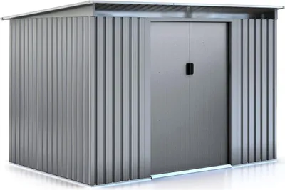 Produktbild von Gerätehaus aus Metall mit Flachdach "Texas" - 4,72 m² - Grau
