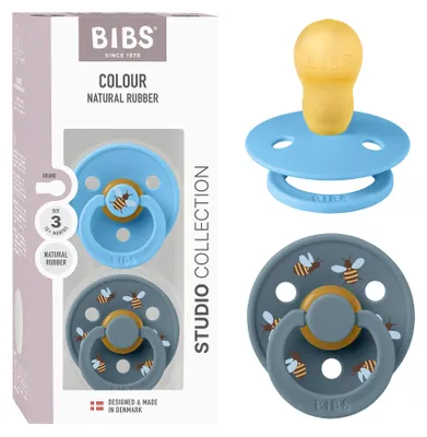 Produktbild von BIBS Farbiger Schnuller, 18-48 Monate, 2er-Pack, runder Sauger, Farbe: Breeze/Petrol