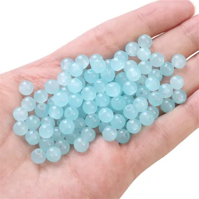 Image de Perles de verre - Diamètre : 6 mm - Idéales pour la création de bijoux et de travaux manuels - 100 pièces - Bleu clair