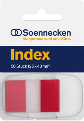 Image de Soennecken Haftstreifen Index 5821 25x43mm 50Streifen Spender rot