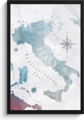 Produktbild von MuchoWow® MuchoWow® Gerahmtes Poster Weltkarten - Farbe - Italien 40x60 cm - Poster mit zchwarzem Bilderrahmen - Papierdruck - Wandbilder