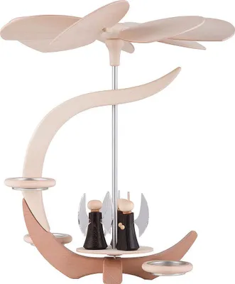 Produktbild von 1-stöckige Pyramide C-Form mit Engel (30cm) von Seiffener Volkskunst
