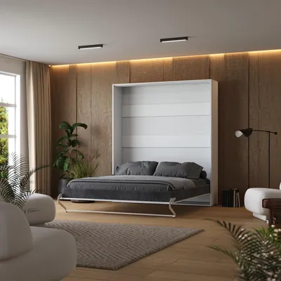Obrázek produktu pro Skříňová postel M1 180x200 Vertikální včetně čalouněného rámu Bílá/bílá