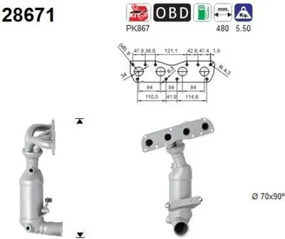 Produktbild von AS Katalysator Kat für MINI Schrägheck (R56) 28671