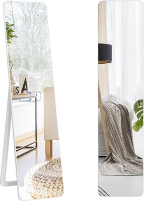 Produktbild von 2 in 1 Ganzkörperspiegel Standspiegel und Wandspiegel 160 x 37 cm Weiß