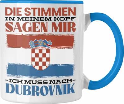 Produktbild von Trendation - Dubrovnik Tasse Urlaub Heimat Geschenk Spruch Kroatien Geschenkidee (Blau)