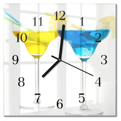 Produktbild von Tulup Glasuhr Wanduhr Küchenuhr Echt-Glas 30x30 cm Modern Dekorativ Geräuschlos Schwarzen Zeigern - Cocktail