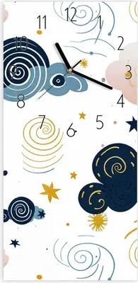 Produktbild von Wanduhr aus Glas mit Motiv Wirbelwolken Design- 30 x 60 cm - inkl. Aufhängesystem