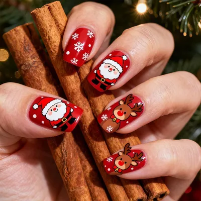 Produktbild von Press On Nägel Weihnachten Rot Quadratisch Mittel 24 Stück