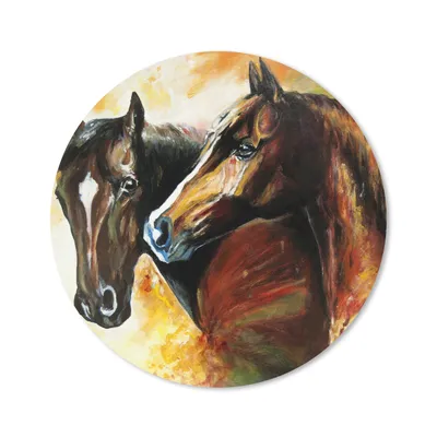 Produktbild von MuchoWow® Mauspad Mousepad Malerei - Pferde - Tiere - Ölgemälde 40x40 cm - Mousepads - Maus Mat - Pad - Mausunterlage - Schreibtisch Accessoires