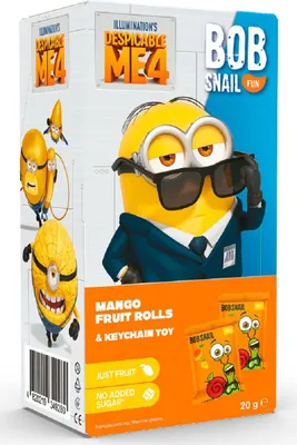 PRZEKĄSKA EAT & PLAY MANGO Z BRELOKIEM MINIONKI BEZGLUTENOWA 20 g - BOB SNAIL