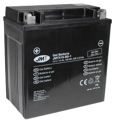 Obrázok produktu pre JMT Gélová batéria YTX16-BS-1 12 V 14 Ah 230 A 151 x 87 x 161 mm