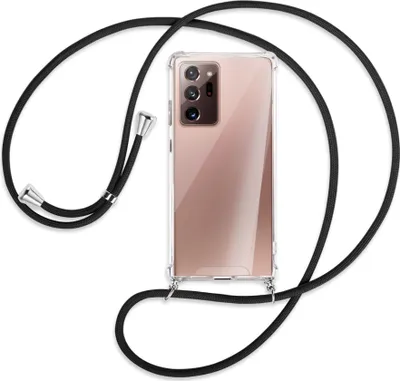 Produktbild von Handykette Backcover-Schutzhülle mit Band (Metall silberfarben) für Samsung Galaxy Note20 Ultra 4G,5G (N985,N986) - schwarz