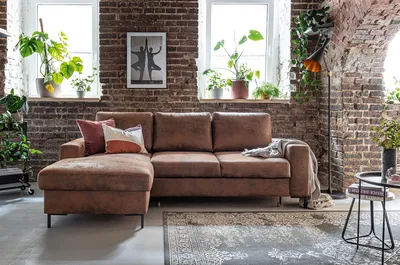 Image de MIUFORM Lofty Lilly - Canapé d'angle avec fonction lit et coffre de lit L-FORME GAUCHE - 236x148cm - Vintage Brown - Canapé-lit Canapé
