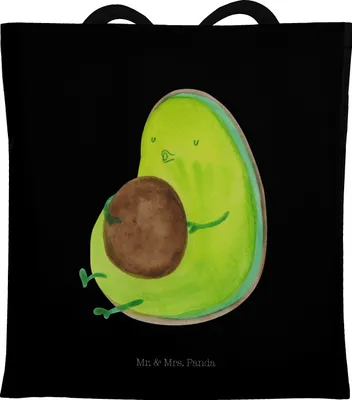 Produktbild von Mr. & Mrs. Panda Jutebeutel Avocado Pfeifen - Schwarz - Geschenk, Laptoptasche, Abnehmen, Schwanger, totebag, Tote Bag, Ernährung, Beutel, Tasche, Schultasche