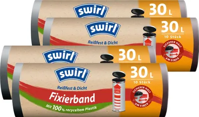 Produktbild von Swirl Fixierband Müllbeutel 30 Liter - 10 stk./Rolle - 47x78cm (4er Pack)
