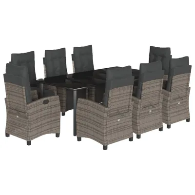 Productafbeelding van vidaXL 9-delige tuinset met kussens, grijs, polyrotan
