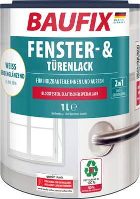 Produktbild von BAUFIX Fenster- & Türenlack weiss seidenglänzend, 1 Liter, Weißlack