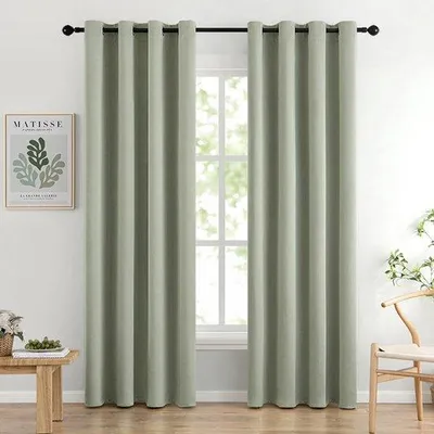 Obrázok produktu pre Záclony Unyqoos® Verdunkelung, 2-dielna sada, šalvia, 140 x 225 cm, polyester, 8 pútok, trojvrstvová tkanina – zatemňujúce a tepelne izolujúce záclony do spálne