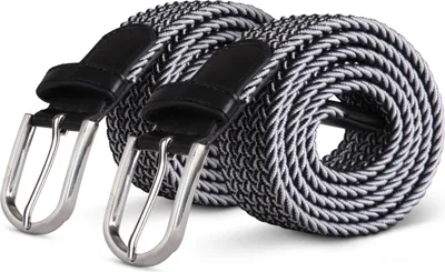 Immagine prodotto di cintura elastica hemmy ( confezione da 2 ) 105cm "white & black" cintura intrecciata molte varianti - cintura in tessuto elastico cintura elastica senza fori unisex