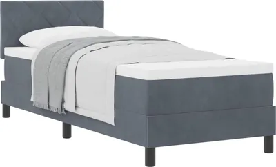 Produktbild von Boxspringbett mit Matratze Dunkelgrau 80 x 200 cm Samt