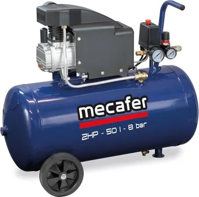 Image de Compresseur MECAFER 425794, 50 L, 2 HP, 8 Bar, Bleu