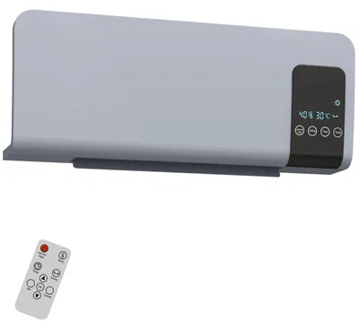 Produktbild von Elektro-Heizung, Wandmontage, Schwingfunktion, 2 Modi, Timer, LED-Anzeige, Grau