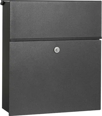 Produktbild von Heibi Briefkasten CALMALUX Aluminium graphitgrau mit Zeitungsfach 38,5x14x43,5 cm DIN C4 quer