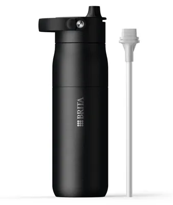 Produktbild von BRITA LARQ Essential Edelstahl Trinkflasche mit Strohhalm (680ml) schwarz