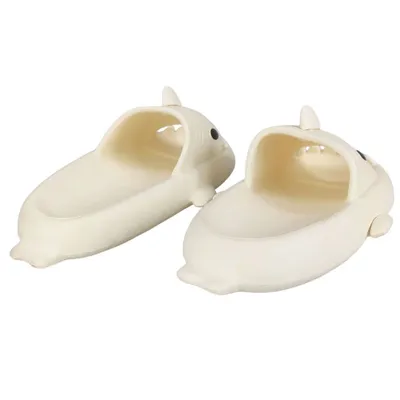 Produktbild von Damen Herren Badelatschen Schaumstoff Badeschuhe Hausschuhe Haifisch Beige Gr.40/41