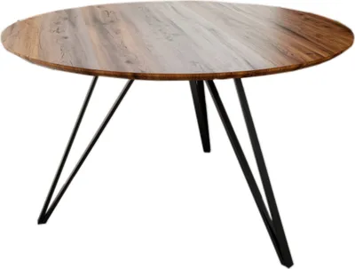 Produktbild von SAM® Runder Esszimmertisch Akazie nussbaum Schweizer Kante 110 cm Metallfuß INSA