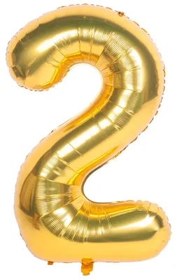 Goldene Folienballon Zahl 2, 40 Zoll, für Helium oder Luft