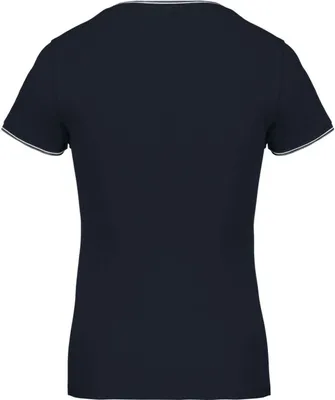 Produktbild von Kariban Damen T-Shirt V-Neck V-Ausschnitt Pique Polo Shirt Lady-Fit, Größe:M, Farbe:Navy/Light Grey/White